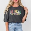 Simply Sage Market Women's Be Real Not Perfect Gold Short Sleeve Garment Dyed Tee - S - Pepper - 2 of 3