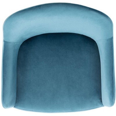 Denim Blue Velvet and Black Metal Counter Stool