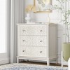JIONJOY Floral 3-Drawer Dresser - Fully Built MDF Cabinet with Filigree Cutouts, Distressed White Finish & Bronze Pulls - 4 of 4