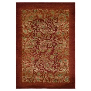 Red Abstract Loomed Area Rug - (8