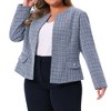 Agnes Orinda Women's Plus Size Tweed Long Sleeve Open Front Work Business Casual Collarless Fashion Jackets - 2 of 4
