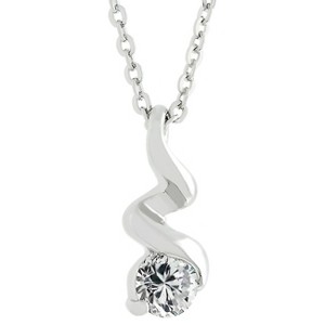 Slickblue Ice Twist Rhodium-Plated Pendant with Round Cubic Zirconia, 0.5 ct, 15.5 Inch Chain, Lobster Clasp - 1 of 3