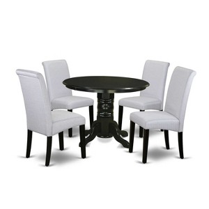Round Kitchen Table Set - 5 Piece Dining Room Furniture with 4 Linen Chairs - 42 Inch Table - 1 of 4