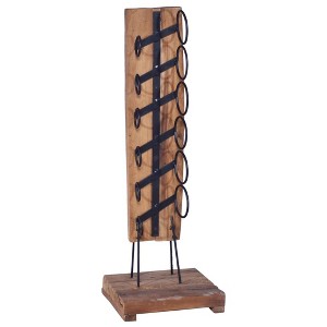 vidaXL Wine Rack for 6 Bottles 13.8 in.x13.8 in.x39.4 in. Solid Teak Wood - 1 of 4