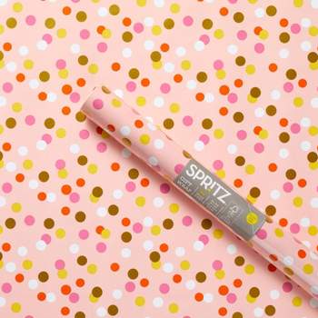 Foil Dot Wrapping Paper Pink - Spritz™: Multicolor Polka Dots, Metallic Accents, All-Occasion Gift Wrap