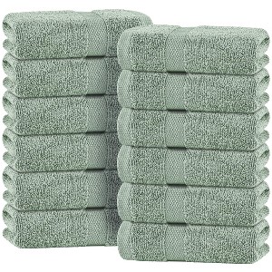 Wealuxe Premium Hand Towels for Bathroom - 12 Pack Cotton Hand Towel Bulk for Gym, Kitchen and Spa, Terry Salon Towels - 16x27" - 1 of 4