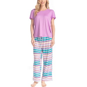 Muk Luks Artistic Garden S/S Capri Set - 1 of 4