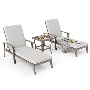 HAPPATIO Aluminum Patio Chaise Lounge, Aluminum Patio Lounge Chair, Pool Lounge Chair with Cushion, Outdoor Chaise Lounge Chair for Deck (Gray) - 1 of 4