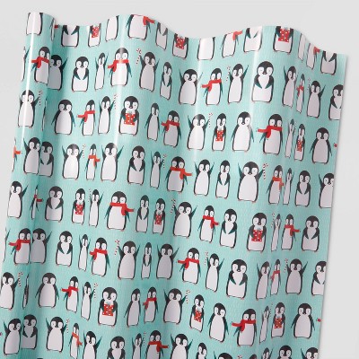 155 sq ft Penguins Gift Wrap Aqua - Wondershop™