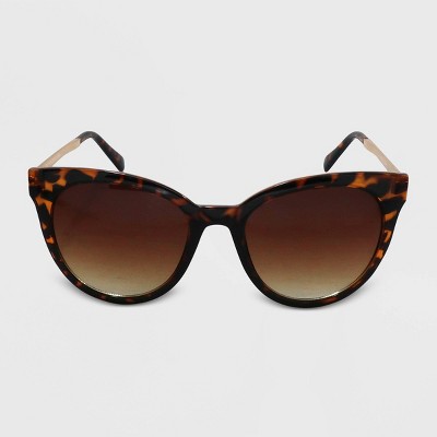 Women's Animal Print Cat Eye Plastic Metal Combo Sunglasses - A New Day™ Brown