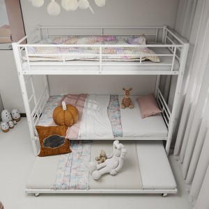 NicBex Twin/Twin Sturdy Metal Bunk Beds with Optional Trundle,Ladder&Full-Length Guardrails,Heavy Duty Bunkbeds for Teens&Adults,350lbs Max - 1 of 4