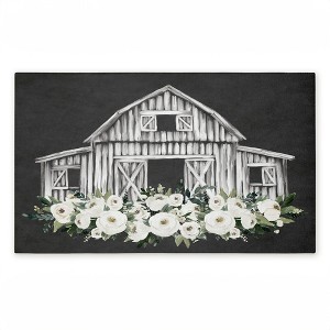 Stupell Industries Rustic Barn with White Roses Printed Outdoor Door Mat, design by Lettered and Lined, 18"x30" - 1 of 4