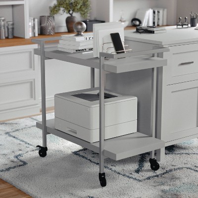 2 Tier Mobile Wood Grain Office Storage and Printer Cart - Martha Stewart