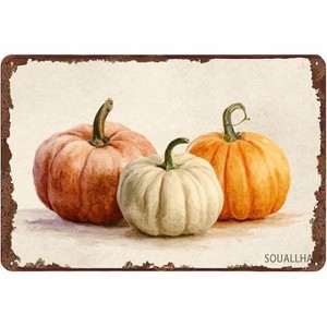 Lomsoe Pumpkin Retro Metal Sign Fall Pumpkin Metal Sign Thanksgiving Rustic Wall Decor For Farmhouse Kitchen Home Yard Outdoor 12¡Á8 Inch - 1 of 1