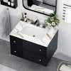 KWPZQEB Marble Vanity Top, with Undermount Rectangular Middle Sink and 4" Height Backsplash, 3 Predrilled Centerset, Carrara white with veins - 3 of 4