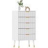 5 Drawer Dresser for Bedroom, Modern Closet Dressers Chest of Drawers, Small Fluted Nightstands for Bedroom, White(2 PCS) - 4 of 4