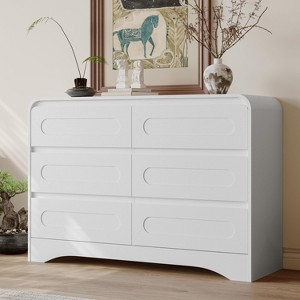 SOLACEFURNITURE 47" Wide 6 Drawers Dressers, Wood Closet Clothes Storage Dressers Organizer for Bedroom - 1 of 4