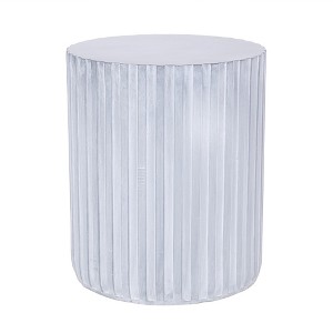 GlasFlength Patio End Tables, Concrete Side Table, Stripe Round Accent Table with Weather Resistant, Garden Patio Furniture, Gray Blue 15.75"*18.75" - 1 of 2