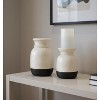 HomeRoots Set of Two Cream And Black Distressed Ceramic Tabletop Pillar Candle Holders - 2 of 4