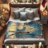 1pc Christmas Ballet Dancer & Nutcracker Flannel Blanket, Contemporary Style, Blue, Soft Throw for Living Room, Bedroom, Sofa, Winter Decor. - 4 of 4