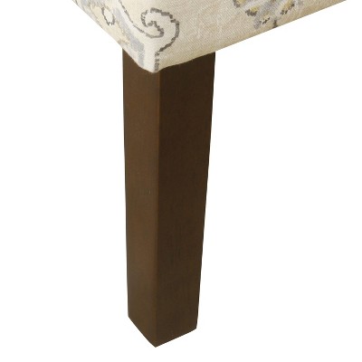 Geometric Patterned Off-White Swoop Arm Accent Chair with Wood Legs