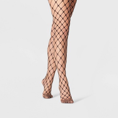 Women's Plus Size Open Fishnet Tights - A New Day Black 1X/2X