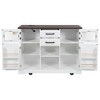 YOOCOZZ Kitchen Island with Drop Leaf, Cross Barn Doors+Glass Door, 4 Door Shelves, Power Outlet, 4-Wheel Rolling Cart - 4 of 4