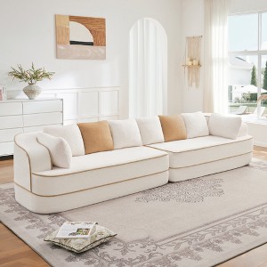 KTMBDW Boneless Couch with Chaise, Comfy Cloud Modular Sofa Teddy Foam Sectional Couches for Living Room, No Assembly Required - 1 of 4