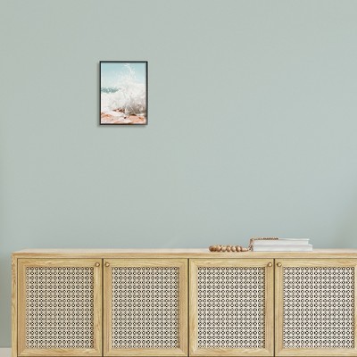 Black Framed Sandy Beach Sea Foam Canvas Print, 11 x 14