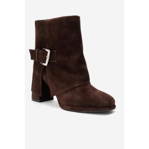 LORE - Brown Suede Leather Block Heel Boot (Women) | Forever & Always Shoes - 1 of 4