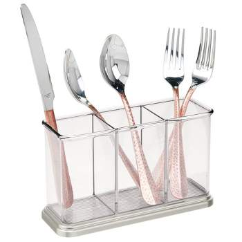 Home Basics 3 Section Perforated Plastic Cutlery Holder with Removable  Inserts, White, SINKWARE