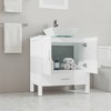 Wooakway 30" White Bathroom Vanity Set with Glass Top Sink Cabinet and Mirror - 3 of 4