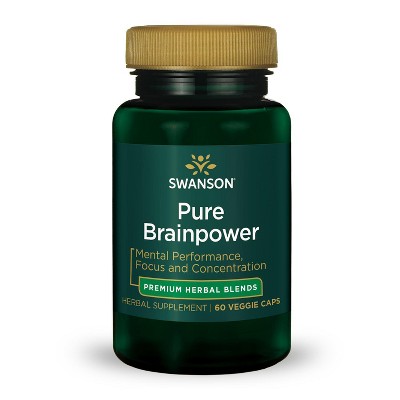Swanson Pure Brainpower Herbal Blend Vegetable Capsules, 60 Count.