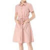 INSPIRE CHIC Women's Point Collar Front Elastic Waist Drawstring Mini Shirt Dress with Pocket - 2 of 4