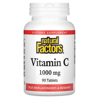 Natural Factors Vitamin C, Plus Bioflavonoids & Rosehips, 1,000 mg, 90 Tablets