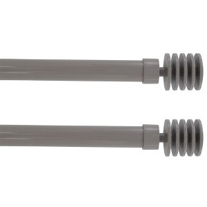 Evideco French Home Goods Adjustable Single Curtain Rod 50"-82" with Layered Disc Finials and Brackets, Available in Taupe or Gray - 1 of 4