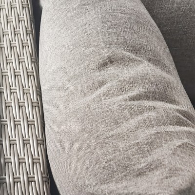 Gray Wicker Outdoor Loveseat with Cushions and Throw Pillows