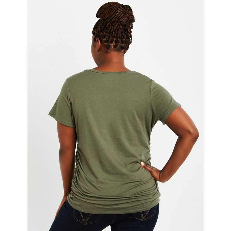 Plus Size V-neck Side Ruched Maternity Tee | Motherhood Maternity, 3 of 4