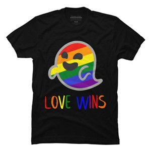 Adult Design By Humans Happy Ghost Love Wins Pride By T-Shirt - 1 of 2