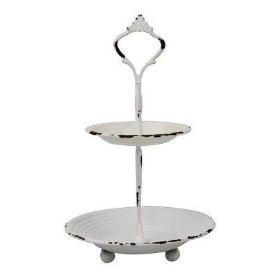 Small 2-Tier Tray Rustic White - Stonebriar Collection