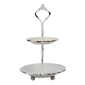 2-Tier Tray Rustic White - Stonebriar Collection - 1 of 4