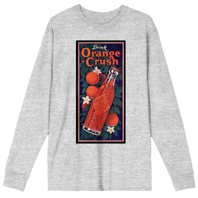 Drink Orange Crush Men's Athletic Heather Gray Long Sleeve Shirt, 1 of 3