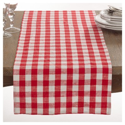 Red Gingham Design Table Runner (16"x72") - Saro Lifestyle