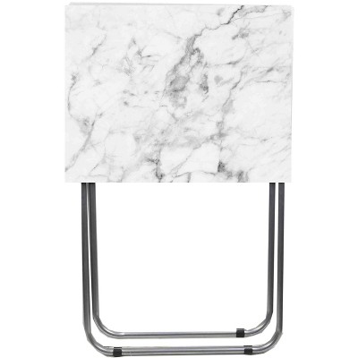 Home Basics Marble Multi-Purpose Foldable Table, Grey/White