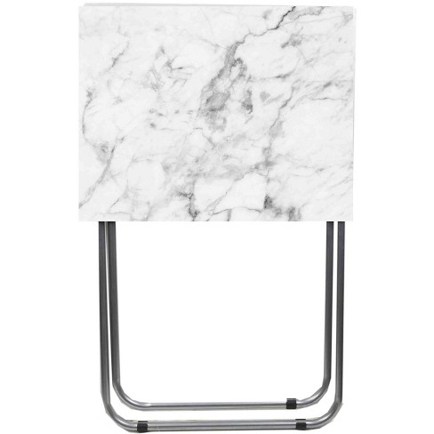 Home Basics Marble Multi purpose Foldable Table Grey white Target