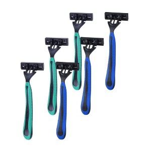 Pursonic Mario Lopez 6 Disposable Razors Bundle - 3 Green & 3 Blue - 1 of 4