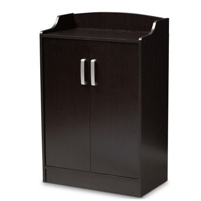 Verdell Modern and Contemporary Finished Shoe Cabinet Dark Brown - Baxton Studio