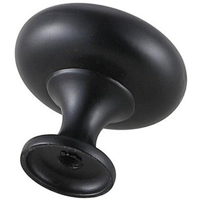 Matte Black Round Mushroom Knob Set with Mounting Hardware