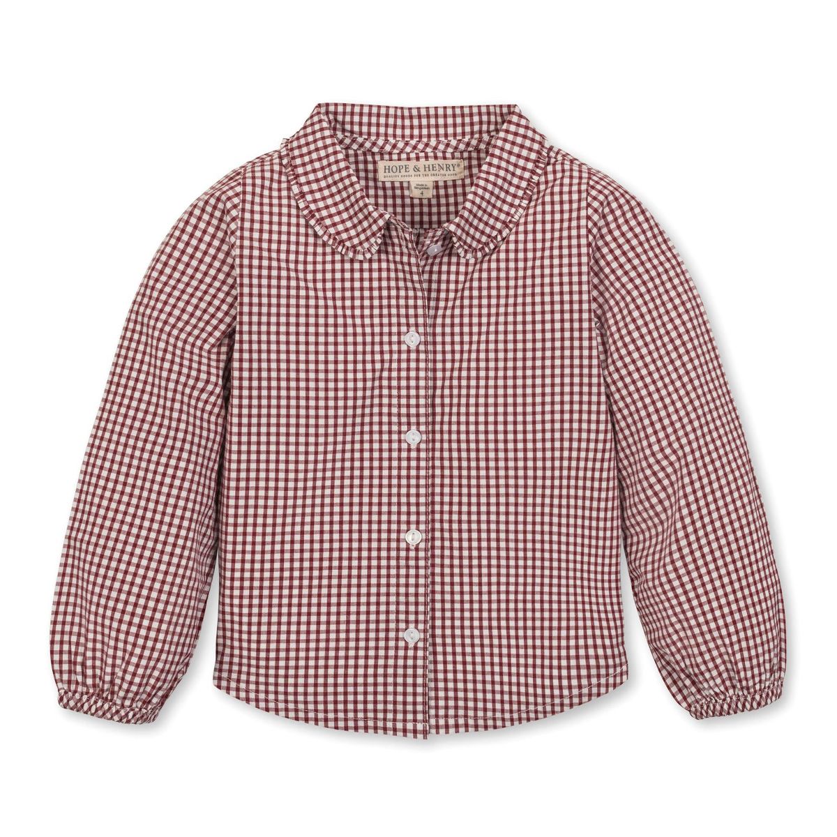 Girls' Organic Button Down Peter Pan Collar Top, Kids