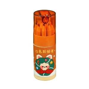 12Pcs Colored Pencils Set Children Cartoon Multicolor Pencil with Sharpener Christmas Cover Gifts Classroom School Art Supplies - 1 of 4